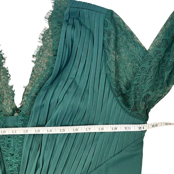 Asos Curve New Sz 16 Pleated Maxi Dress with Lace Sleeves Bridesmaid Deep Green - Picture 16 of 16